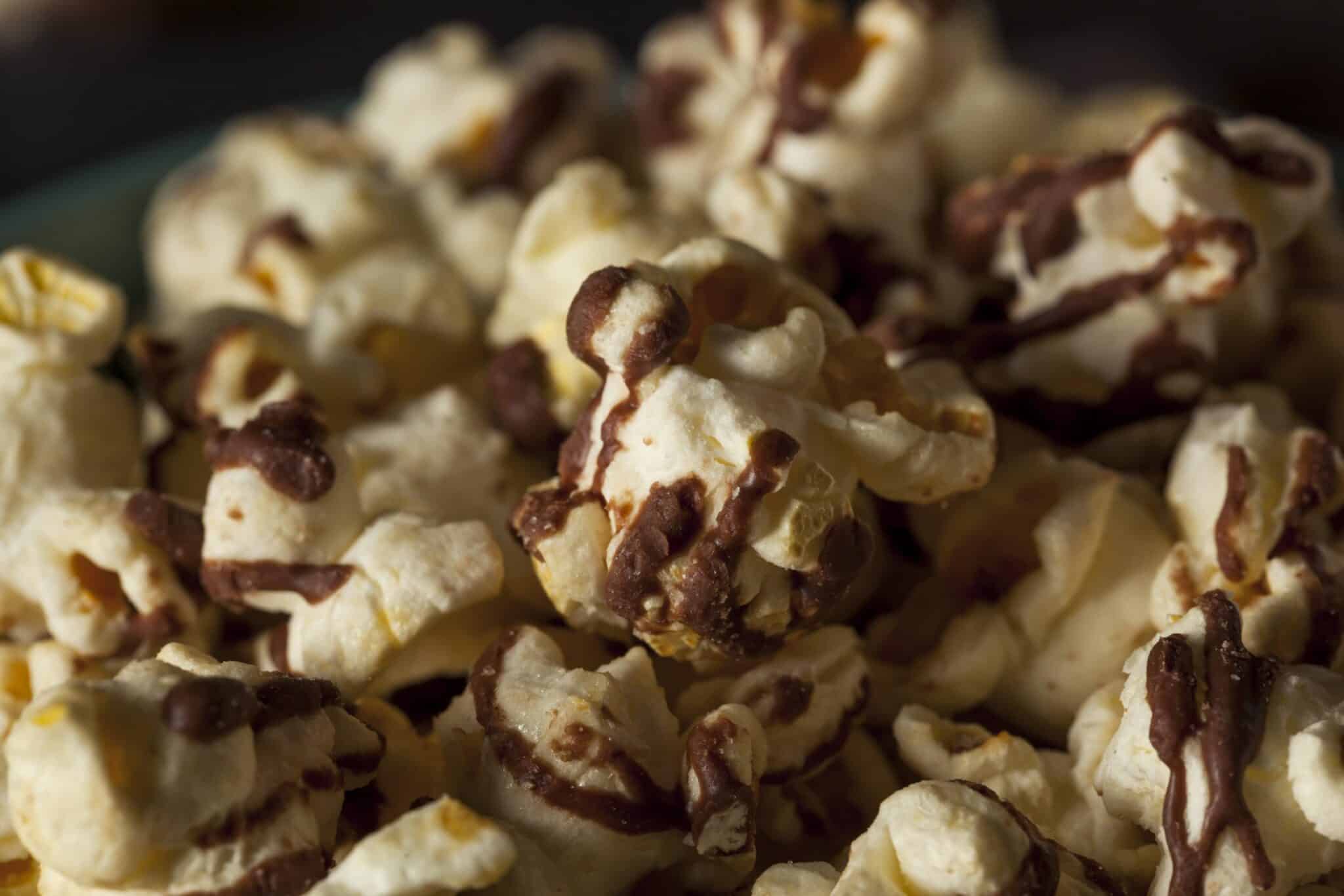 Homemade Chocolate Drizzled Caramel Popcorn Ready to Eat